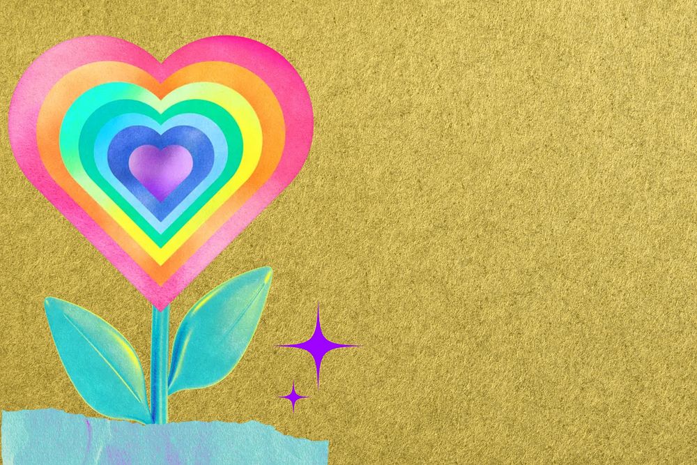 Rainbow heart flower, LGBTQ remix