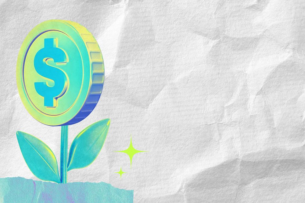 Gradient money tree background, finance collage remix