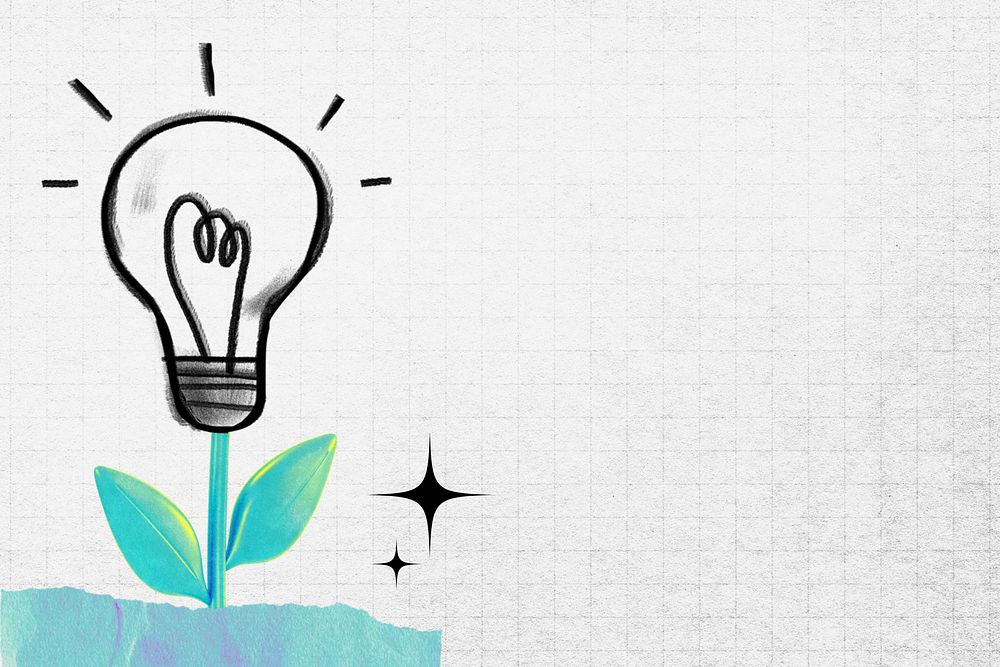 Innovation background, light bulb doodle collage remix