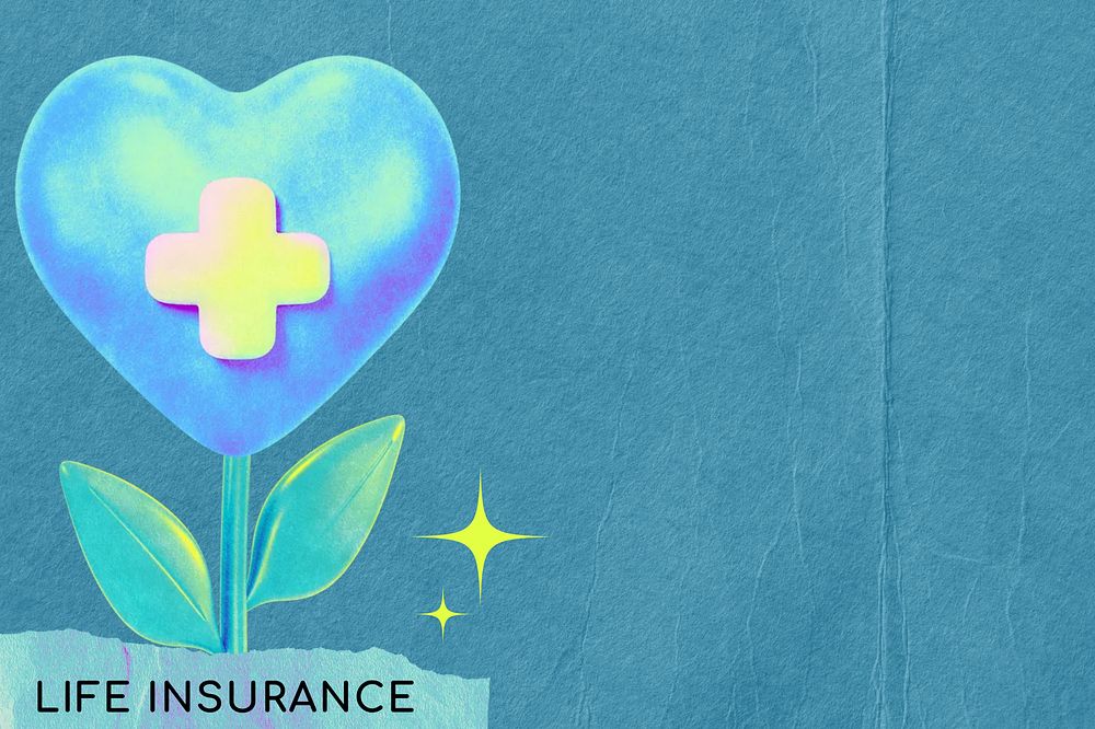 Health blue background, life insurance word collage remix design