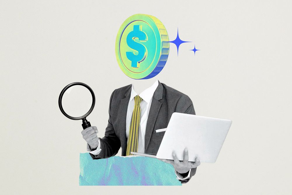Money-head businessman collage remix