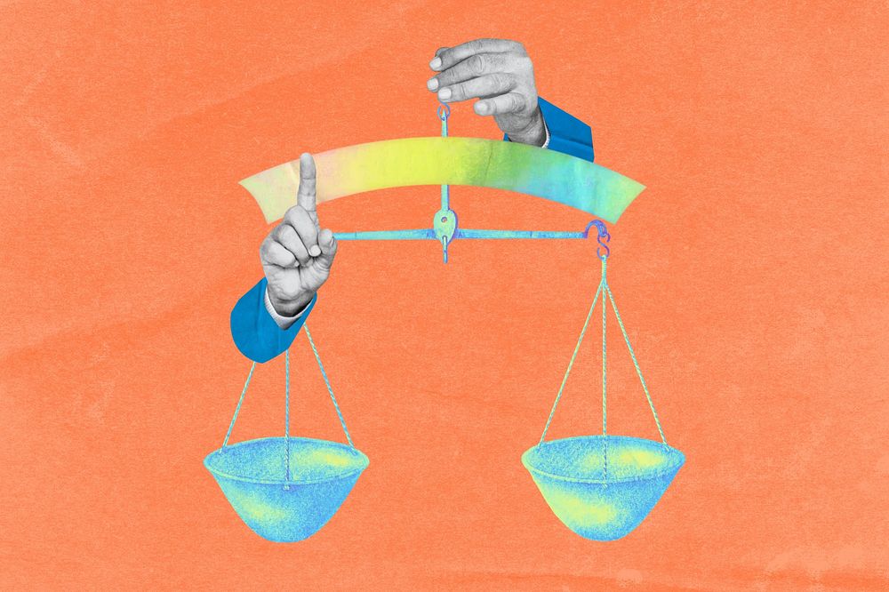 Gradient law scales, justice collage remix