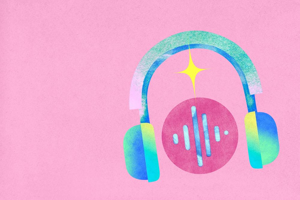 Colorful gradient headphones, music remix