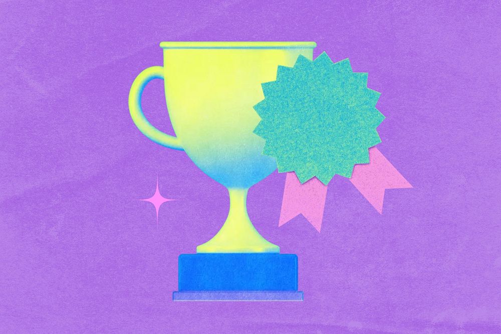 Gradient winner trophy collage remix