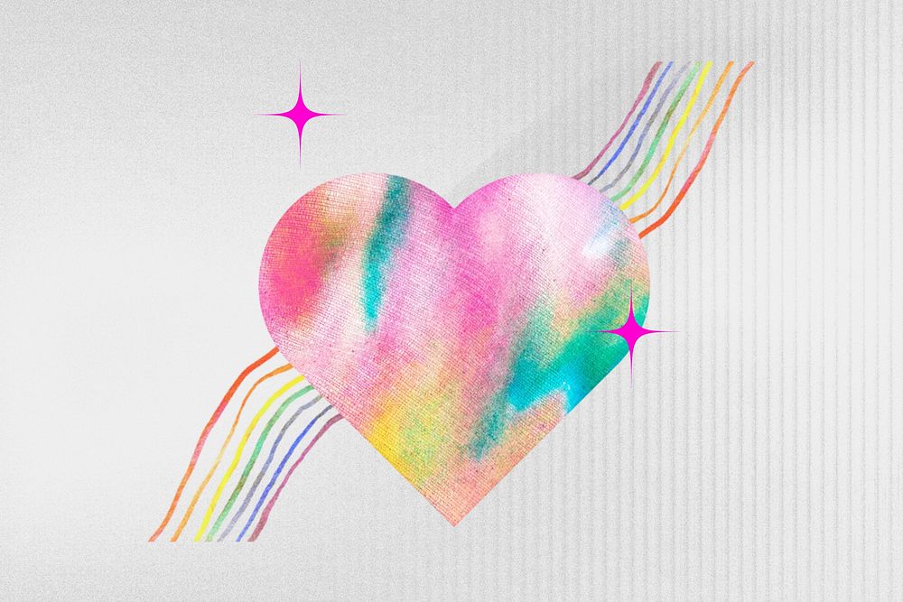 Gradient heart, rainbow collage remix