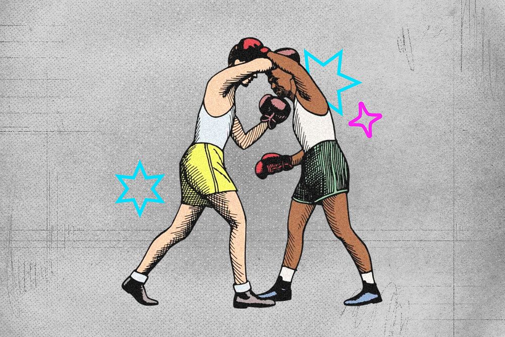 Boxing match, people & sport illustration