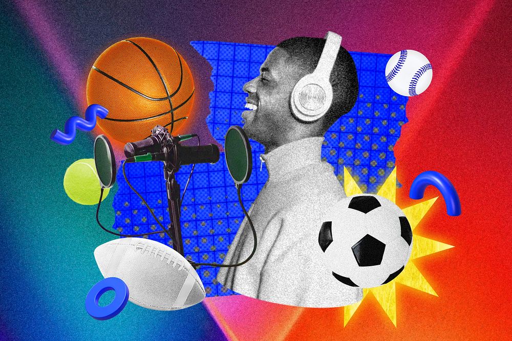 Sport podcast collage remix design