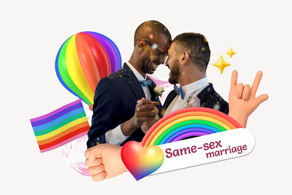 Same-sex marriage collage remix design