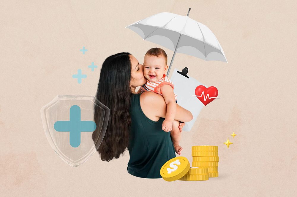 Child life insurance collage remix design