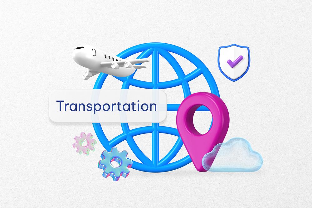 Transportation word, 3D travel remix