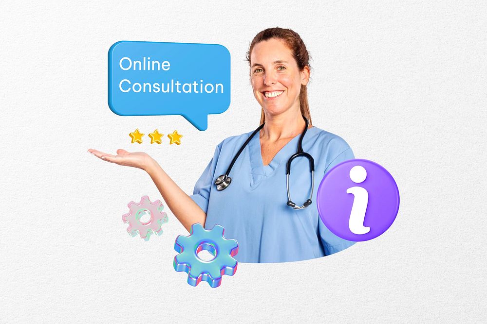 Online consultation word, 3D healthcare remix