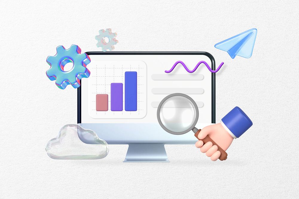 Business data analysis, 3D computer remix