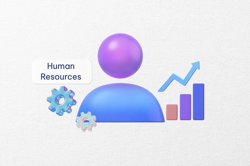 Human resources word, 3D business remix
