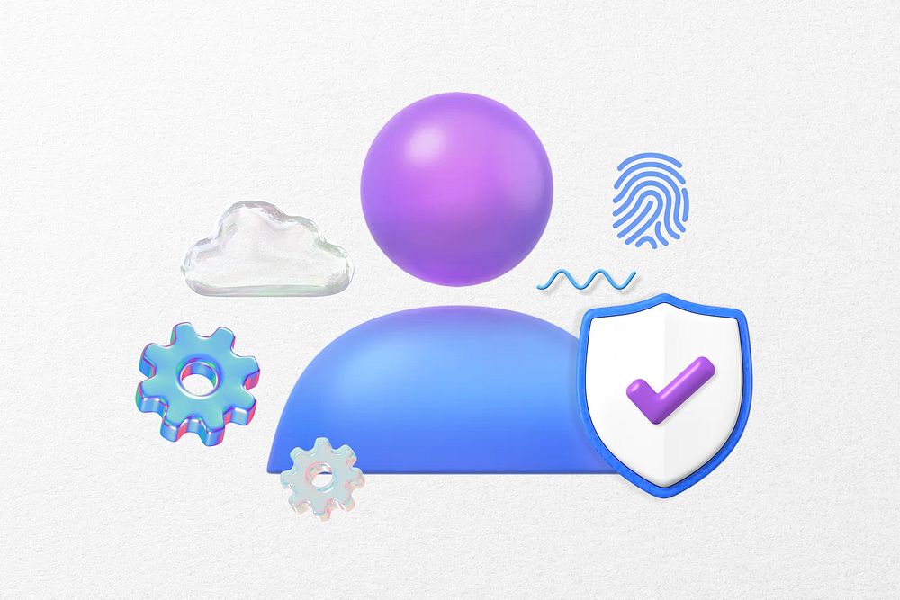 3D user icon, personal data protection remix
