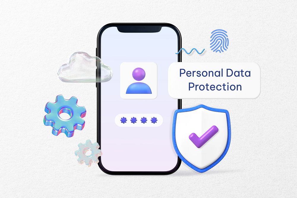 Personal data protection word, 3D smartphone remix