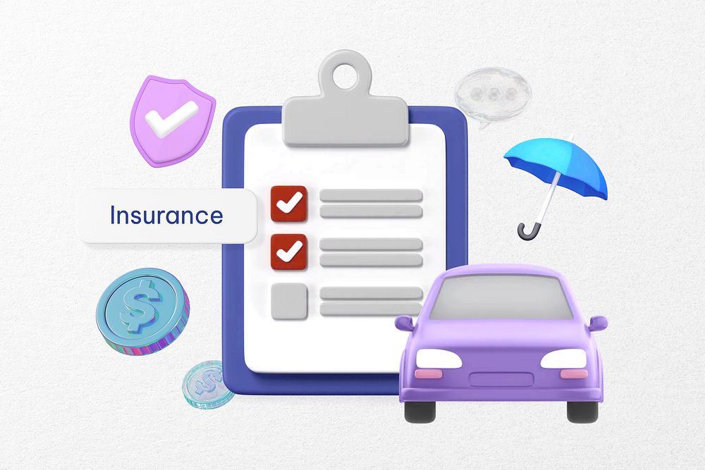 Insurance word, 3D checklist remix