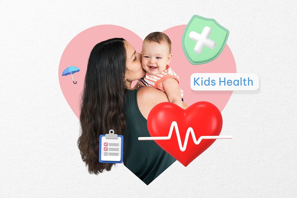 Kids health word, healthcare remix