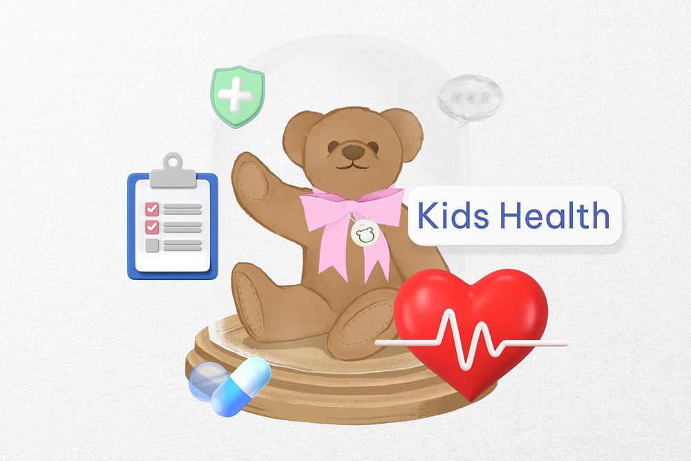 Kids health word, healthcare remix