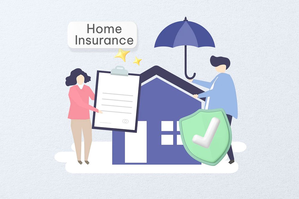 Home insurance word, security & protection remix