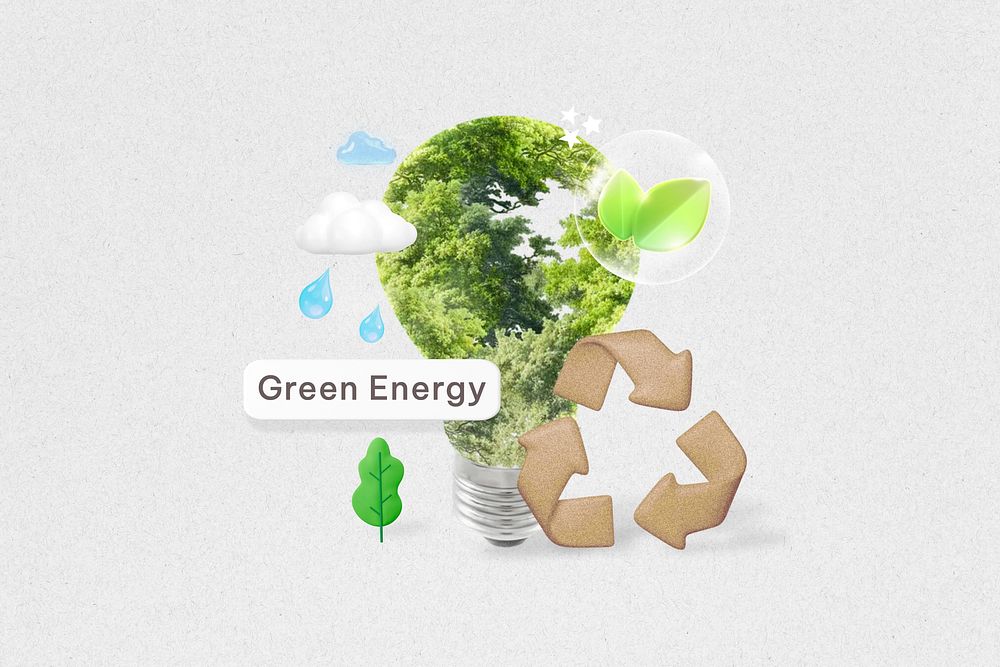 Green energy word, environment remix