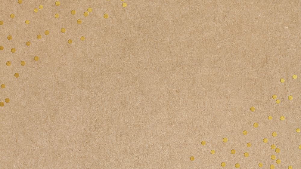Craft paper textured desktop wallpaper, gold confetti border