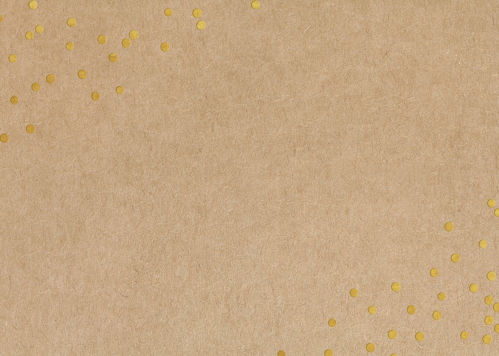 Craft paper textured background, gold confetti border