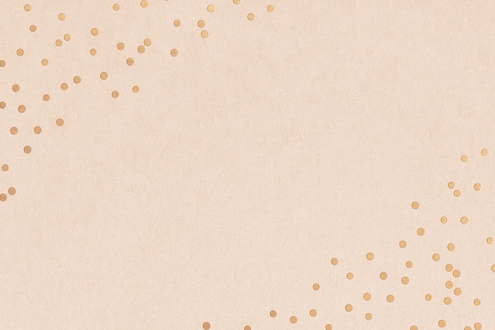 Gold confetti border, beige background psd