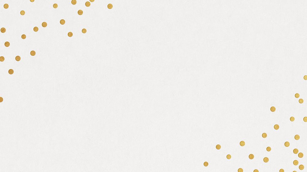 Festive off-white desktop wallpaper, gold confetti border