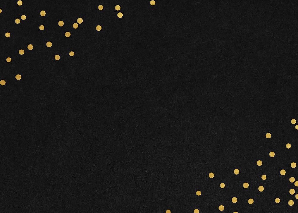 Gold confetti border, black background