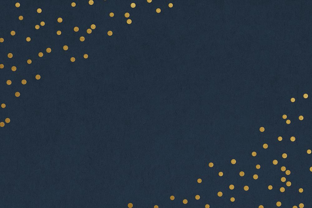 Festive dark blue background, gold confetti border psd