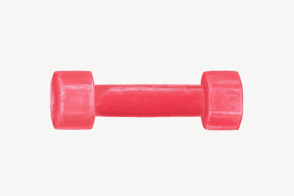 Red dumbbell, gym equipment illustration psd