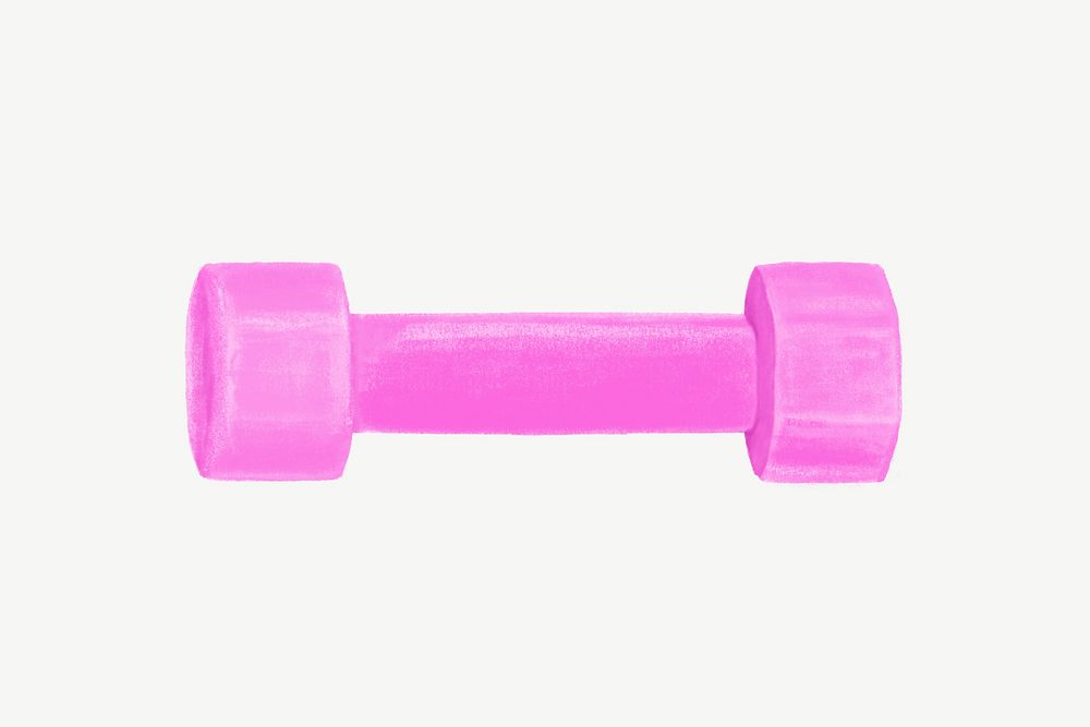 Pink dumbbell, gym equipment illustration psd