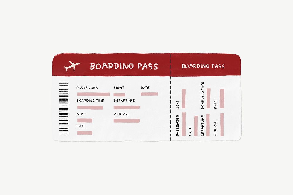 Boarding pass, travel collage element psd