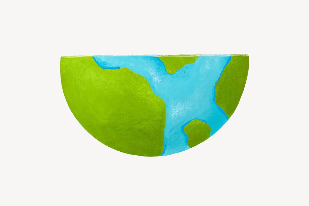 Half globe, environment collage element psd