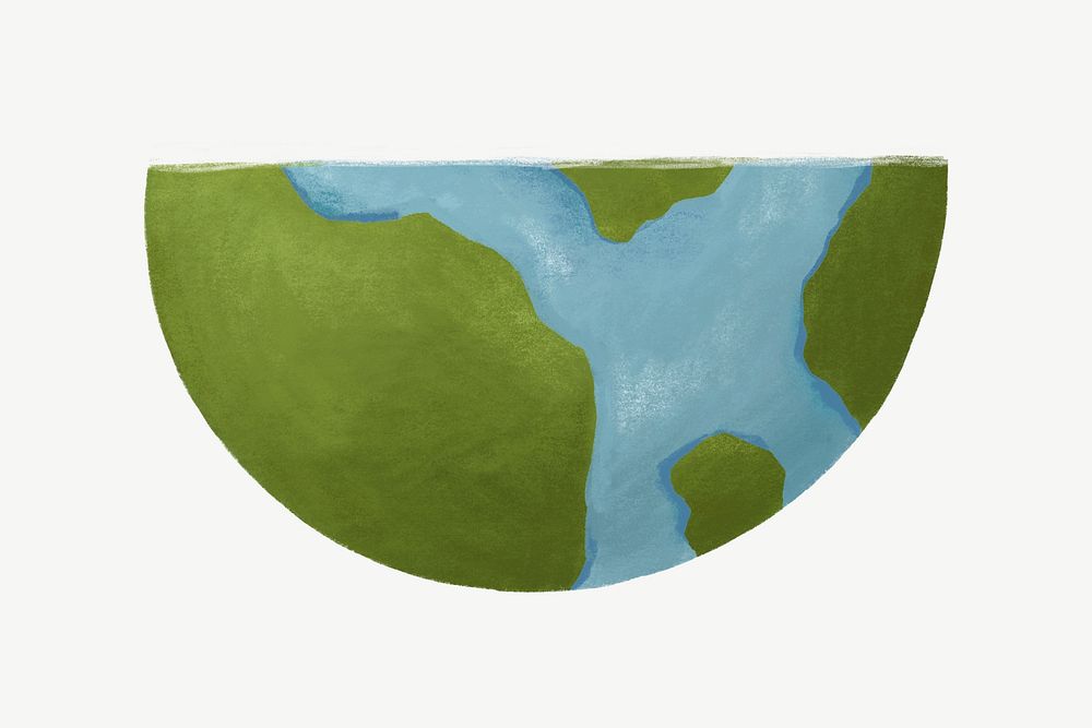 Half globe, environment collage element psd