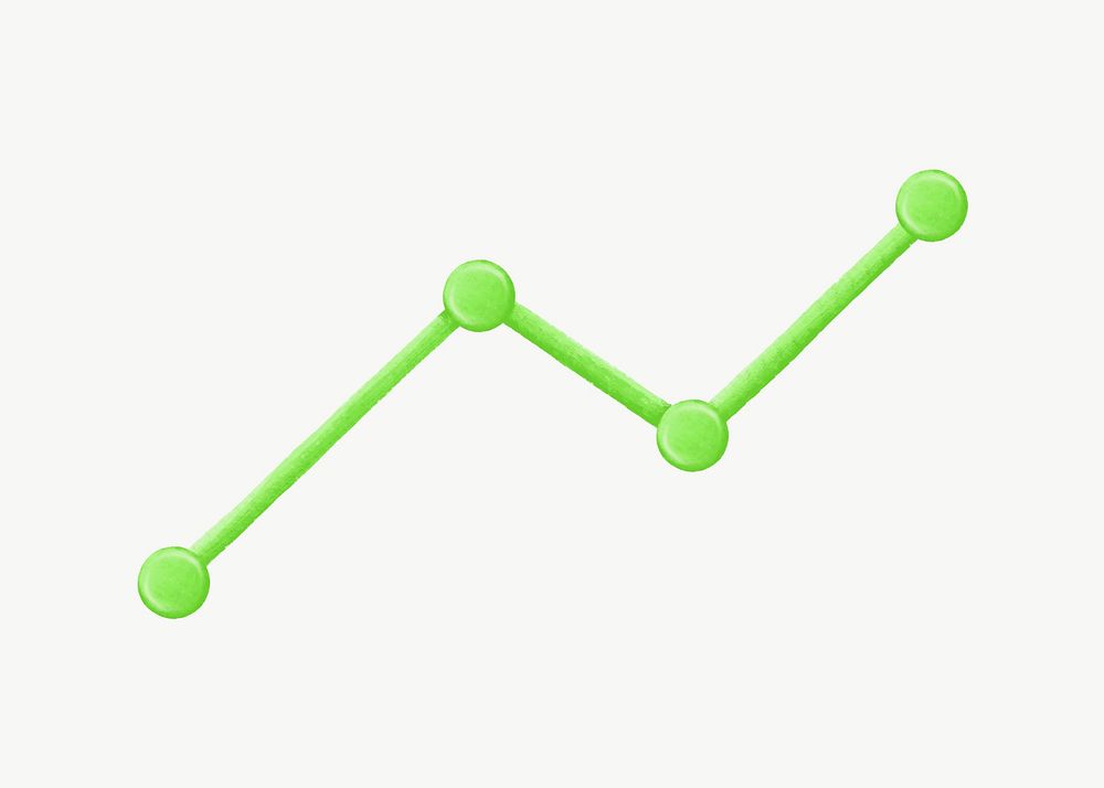 Business line graph, green element graphic psd