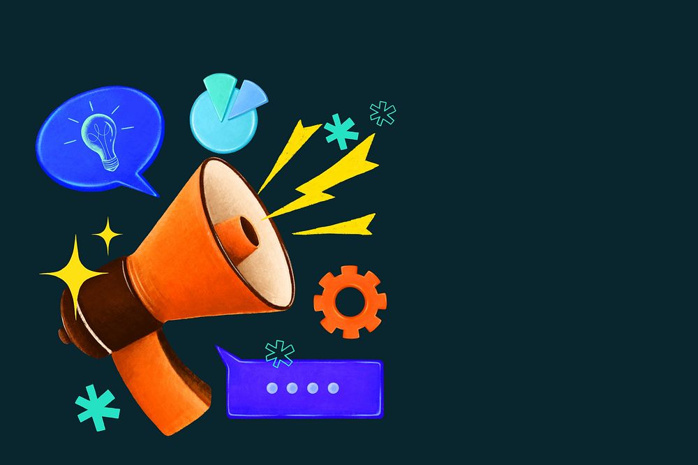 Marketing tool background, orange megaphone illustration