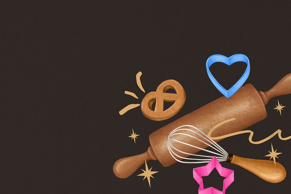 Baker aesthetic background, cute cookie illustration