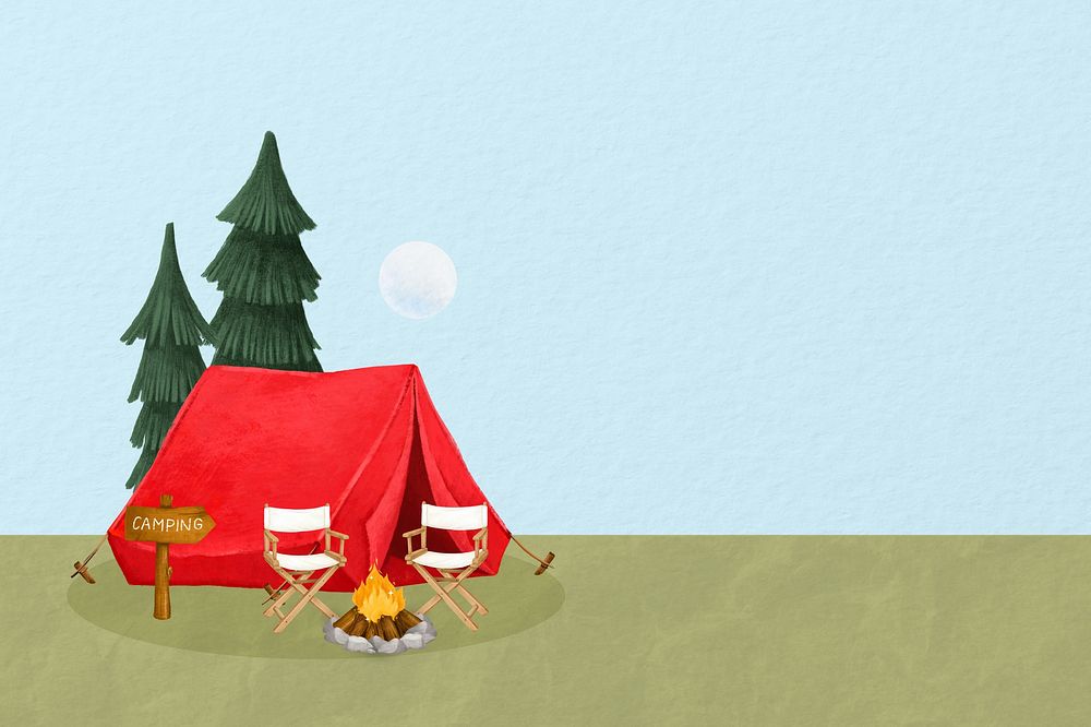Camping tent background, outdoor travel illustration