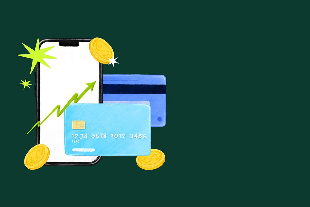 Credit card limit increase background, finance illustration