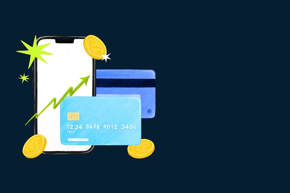 Credit card limit increase background, finance illustration