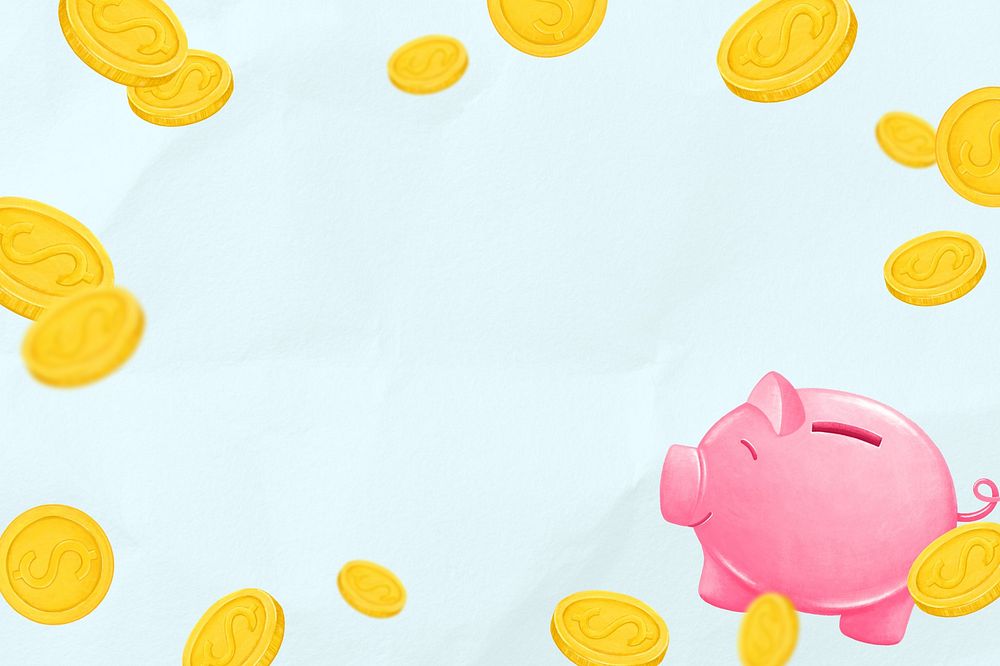 Piggy bank frame background, savings, finance illustration