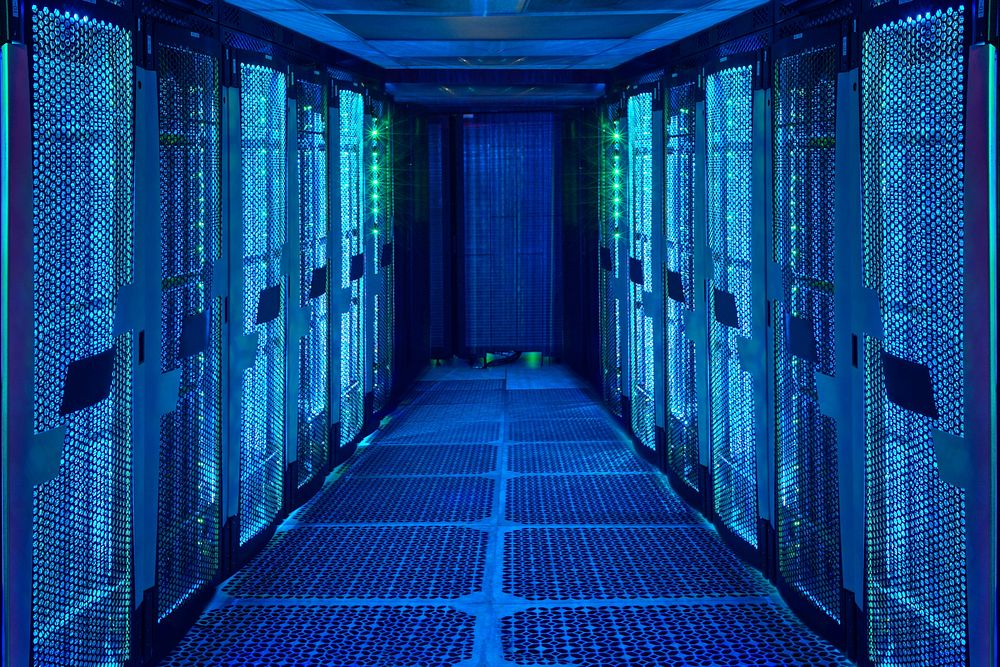 Blue computer server background design