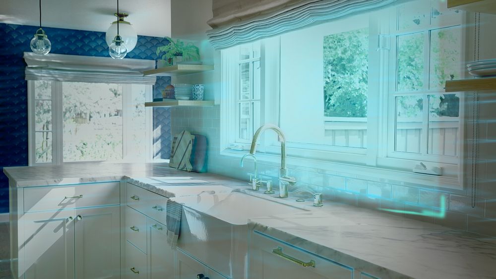 Kitchen with smart technology image with copy space