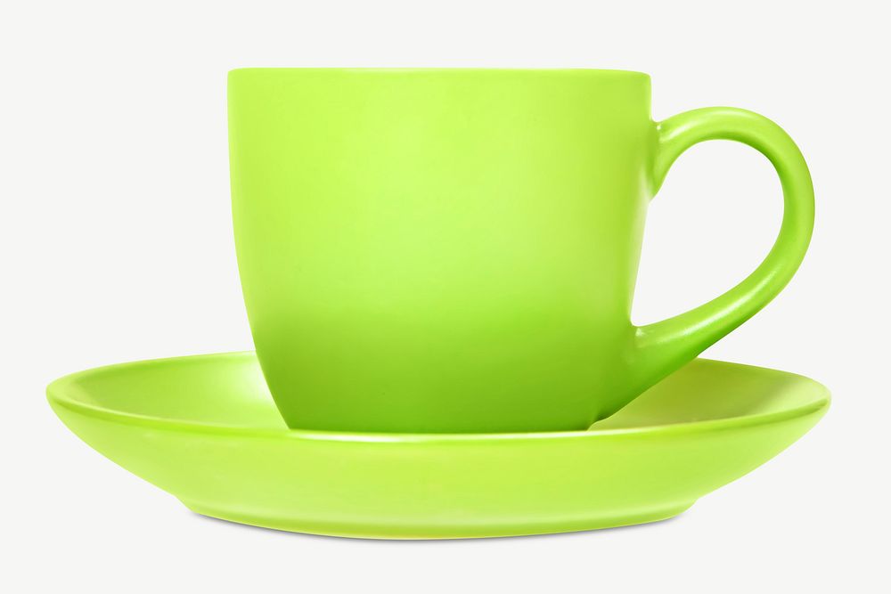 Green ceramic cup isolated object psd