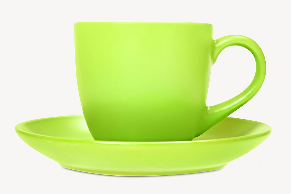 Green ceramic cup, isolated object