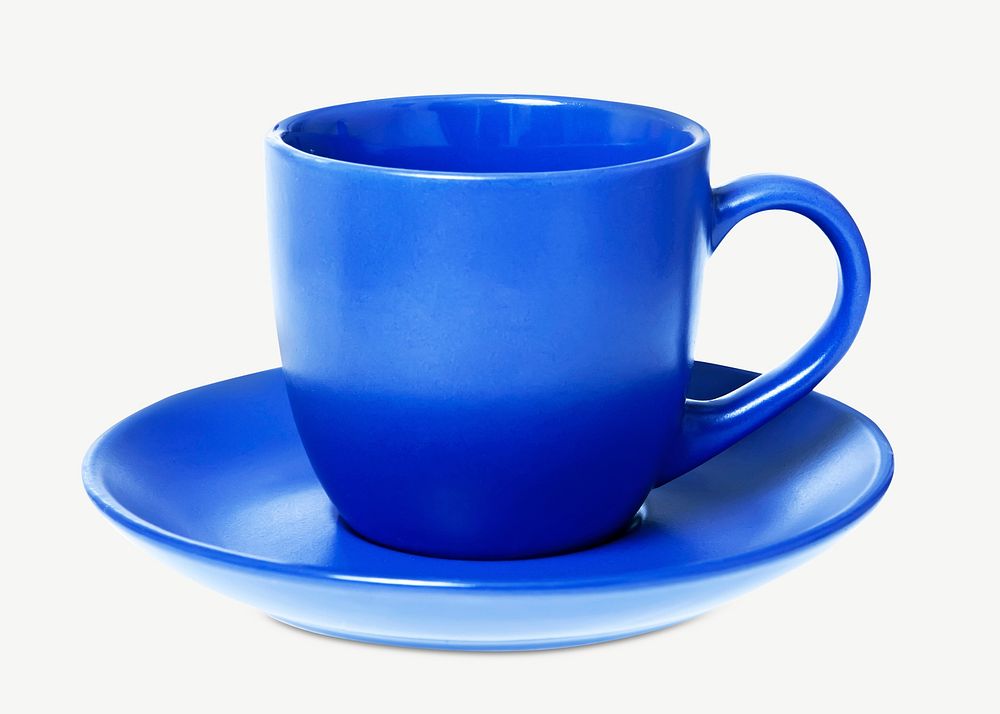 Blue ceramic cup isolated object psd