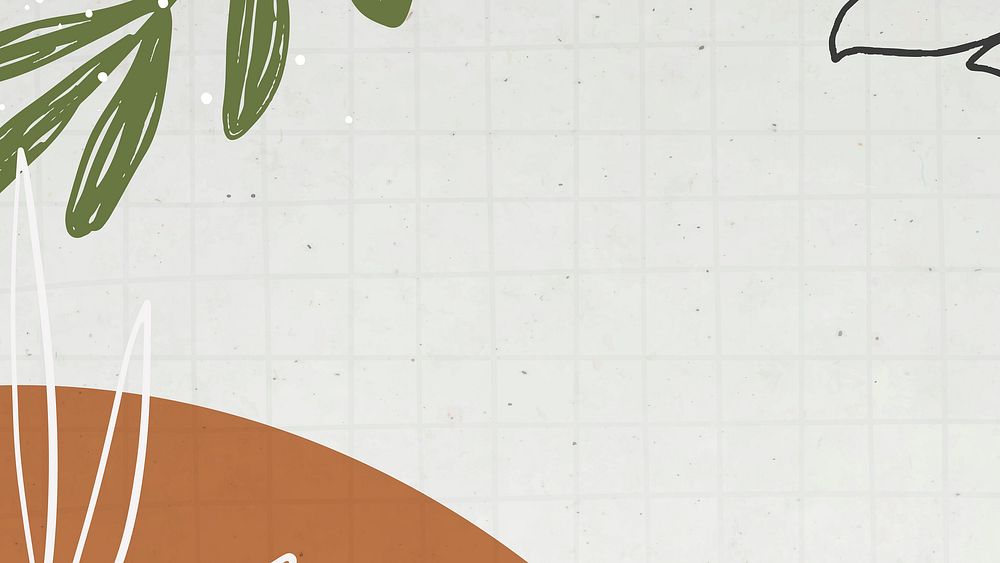 Botanical aesthetic border desktop wallpaper, grid patterned design