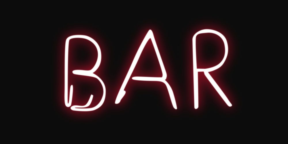 Bar neon sign isolated object 