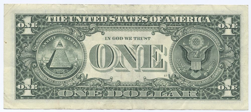 United States one dollar bill, reverse